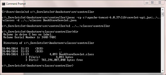 compile BookStoreServlet class compile BookStoreServlet class