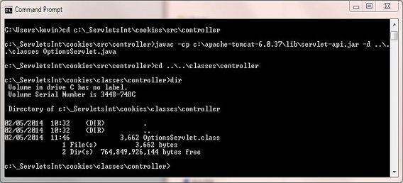 compile OptionsServlet class compile OptionsServlet class