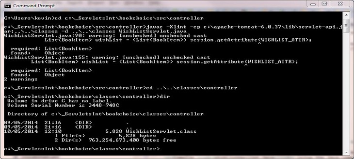 compile WishListServlet class compile WishListServlet class