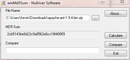 MD5 check apache ant MD5 check apache ant