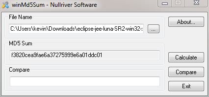 MD5 check Eclipse MD5 check Eclipse