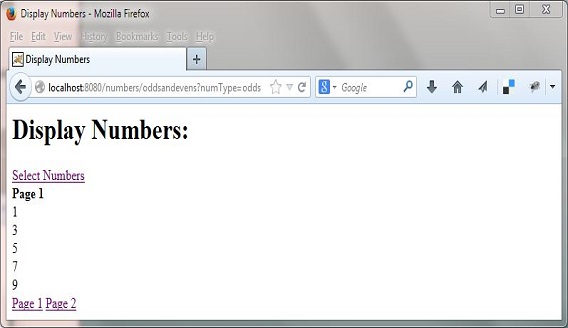 Odds option NumbersServlet class Odds option NumbersServlet class