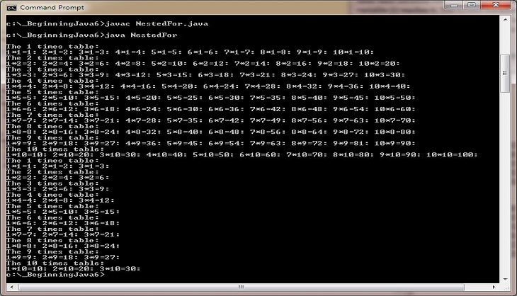 run nested for run nested for