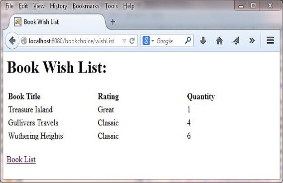 Show WishListServlet class Show WishListServlet class