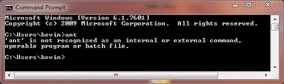 Type ant in command window Type ant in command window
