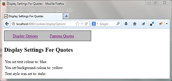 User option OptionsServlet class User option OptionsServlet class